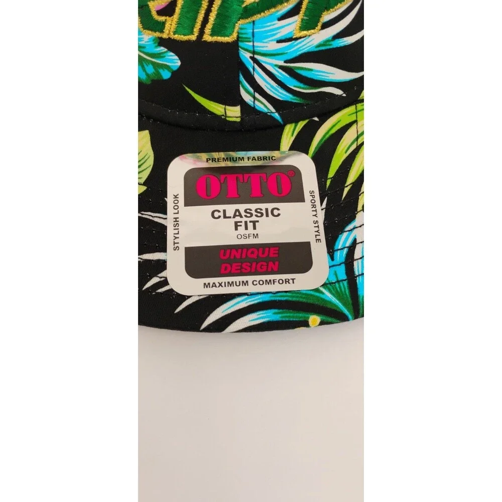 Otto Hawaiian Hat Grippy Logo Snapback Green Black Gold Pink OSFM Embroidered